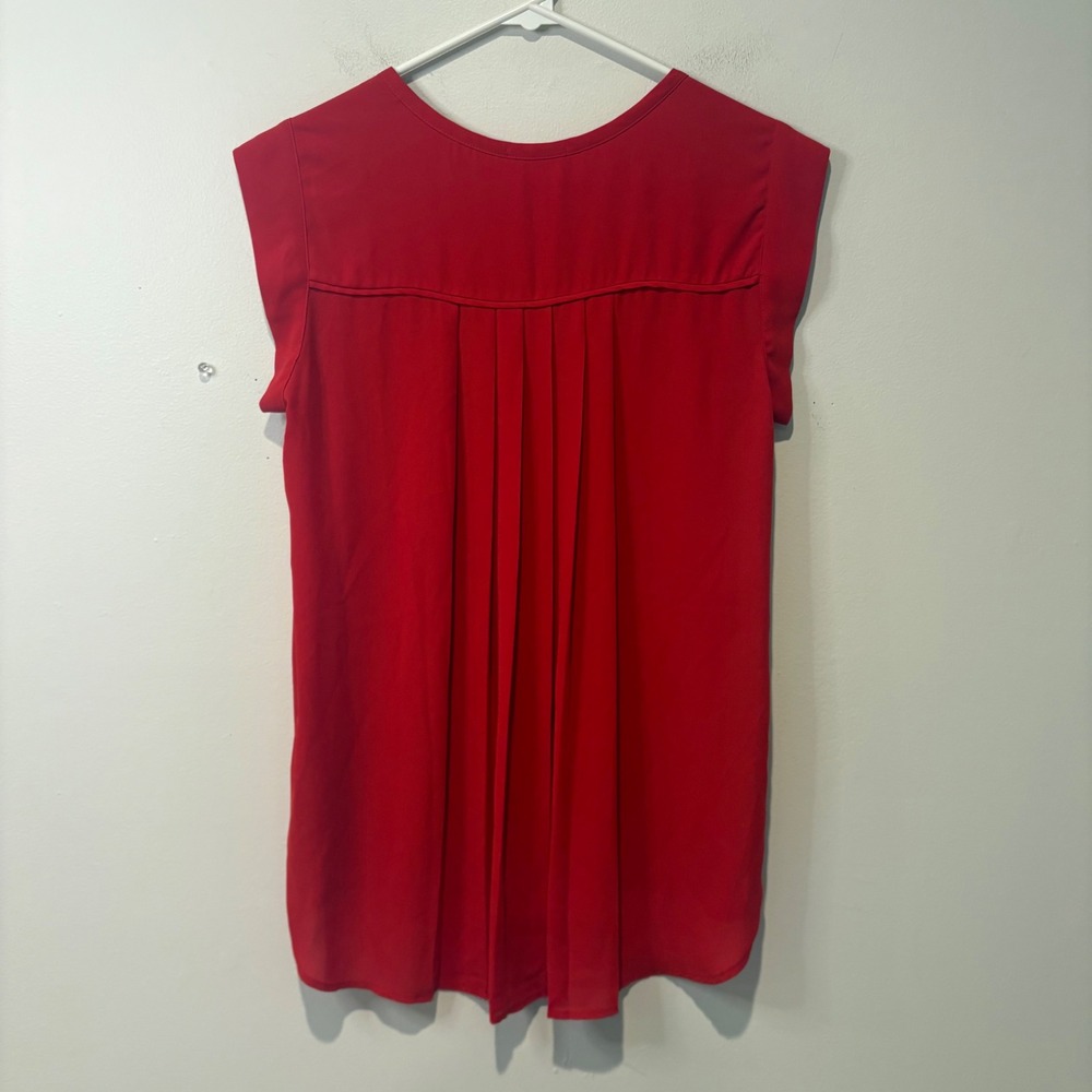 Pleione Womens Red V-Neck Sleeveless Blouse Top Womens‎ Size S Flowy Valentines - Picture 6 of 6